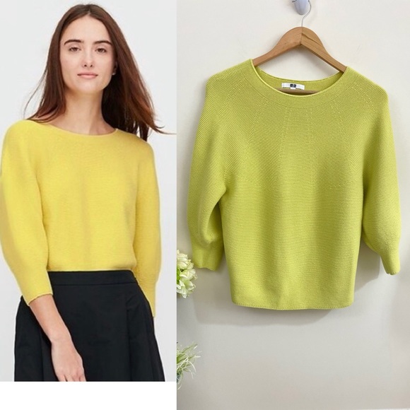 Uniqlo Sweaters - Uniqlo “3D Knit” Cotton Volume Sleeve Sweater, EUC